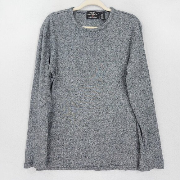 Ralph Lauren Sweater Mens Large Gray Polo Jeans Ribbed Knit Crew Neck Pullover - Picture 1 of 11